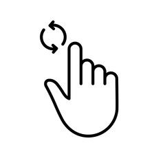 Fototapeta premium Update, Repeat Circle Arrow with Hand Finger Line Icon. Swipe for Refresh Linear Pictogram. Reload Gesture Outline Icon. Editable Stroke. Isolated Vector Illustration