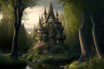 Fototapeta premium fairy tale castle.Generative Ai