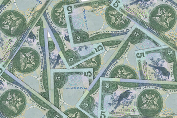 The Trinidad and Tobago currency - the Trinidad and Tobago dollar. Macro view of Trinidad and Tobago paper money. Close-up money