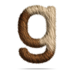 Small alphabet letter g design with fur texture
