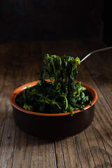 Cup of fried broccoli called friarielli typical neapolitan food