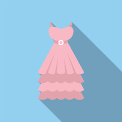Mermaid wedding dress icon flat vector. Bridal accessories. Woman shower