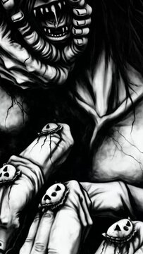 voices in the head visualized, darkness, hell, anxiety, depression, demons. Generative AI