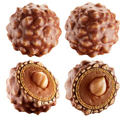 Delicious Chocolate and Nuts Balls. 3d illustration. Isolated on background. Snack food. 