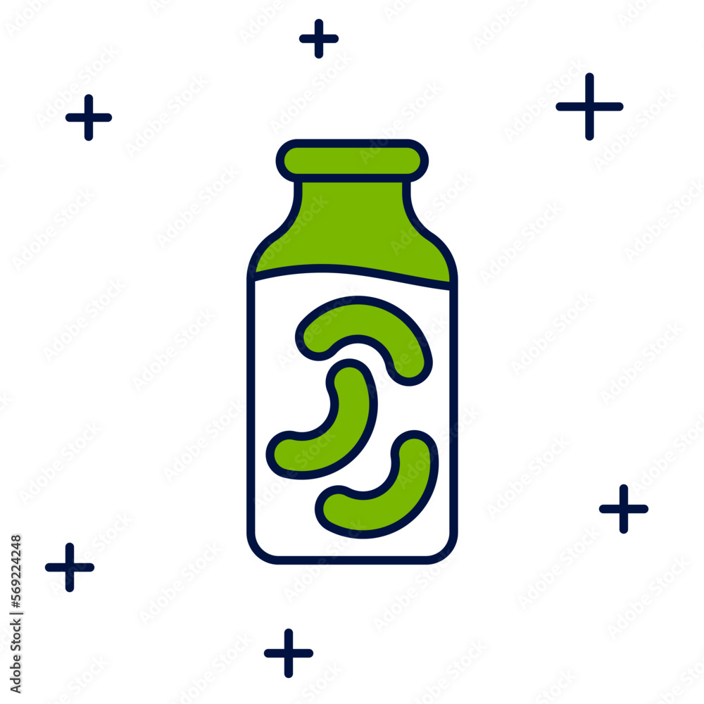 Poster filled outline pickled cucumbers in a jar icon isolated on white background. vector