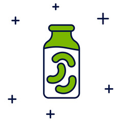 Filled outline Pickled cucumbers in a jar icon isolated on white background. Vector