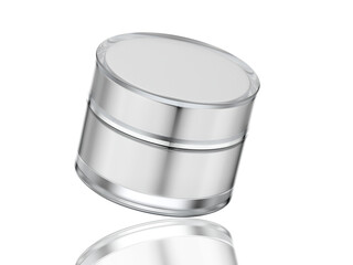 Clear acrylic cosmetic or skin care jar with rough-silver color. on white background.3d rendered.
