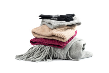 Winter Hat Isolated, Knitted Cap, Beige Winter Hat on White Background