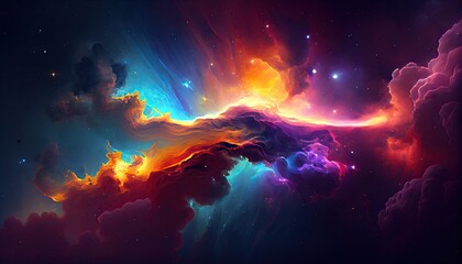 Obraz premium Galactic Space Nebula - generative ai
