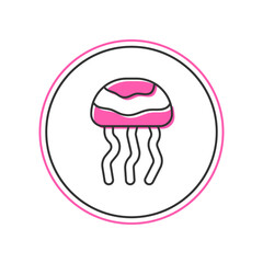 Filled outline Jellyfish icon isolated on white background. Vector