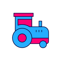 Filled outline Tractor icon isolated on white background. Vector