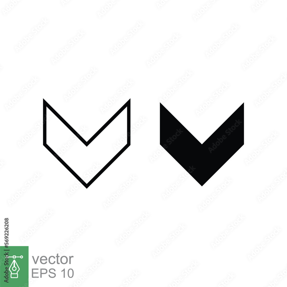 Poster down arrow icon. line and glyph style for web template and app. vector illustration design isolated 