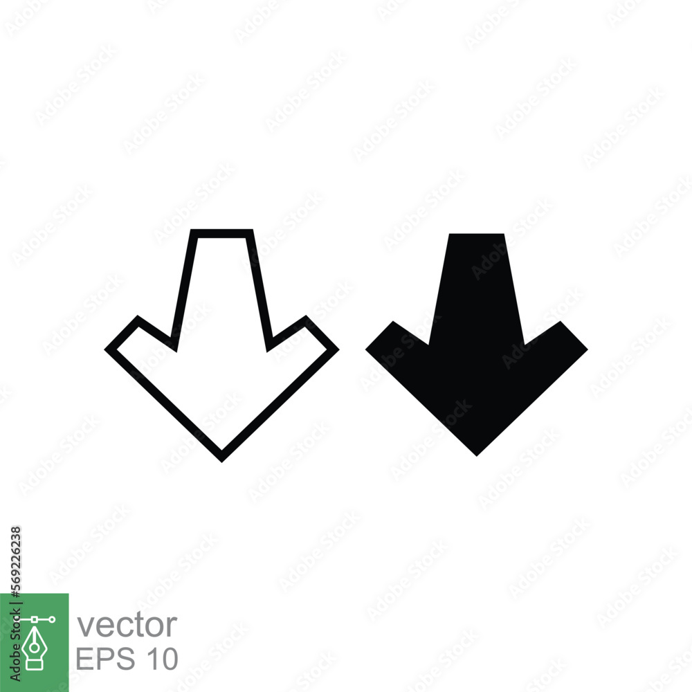 Poster down arrow icon. line and glyph style for web template and app. vector illustration design isolated 