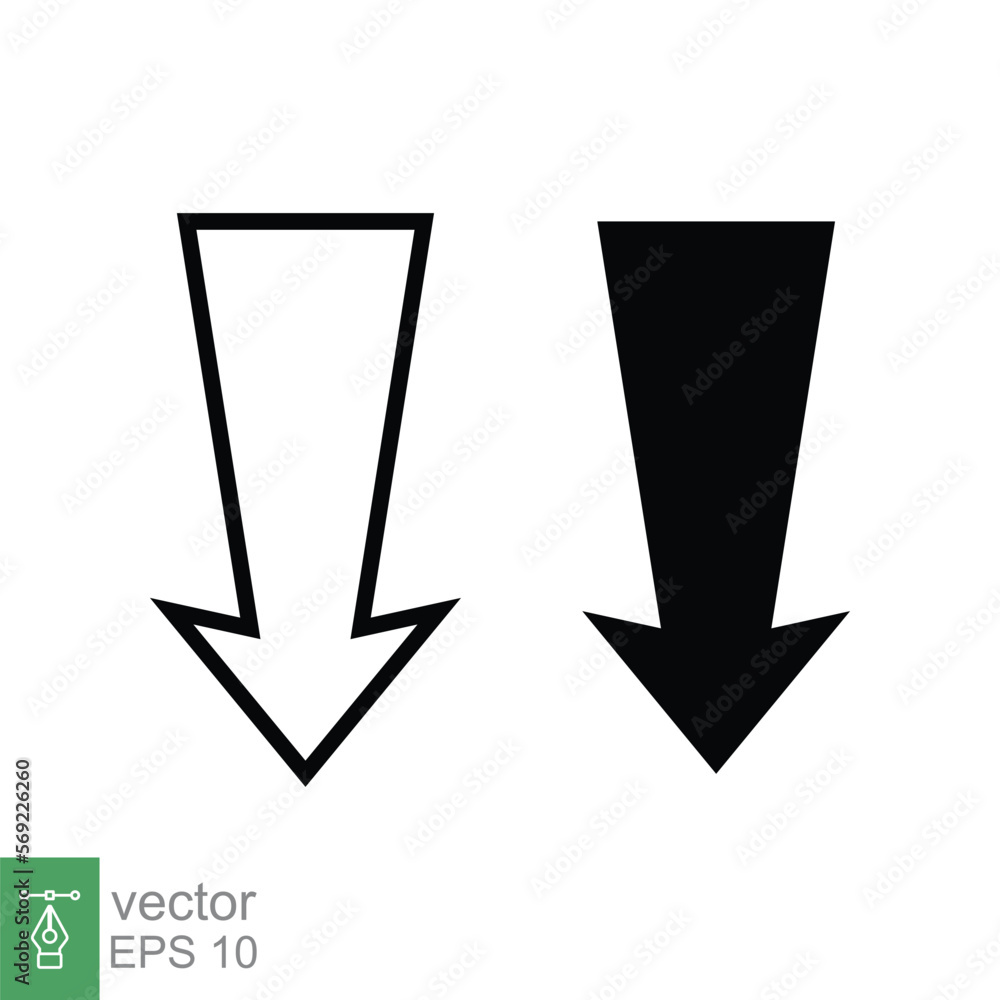 Poster down arrow icon. line and glyph style for web template and app. vector illustration design isolated 