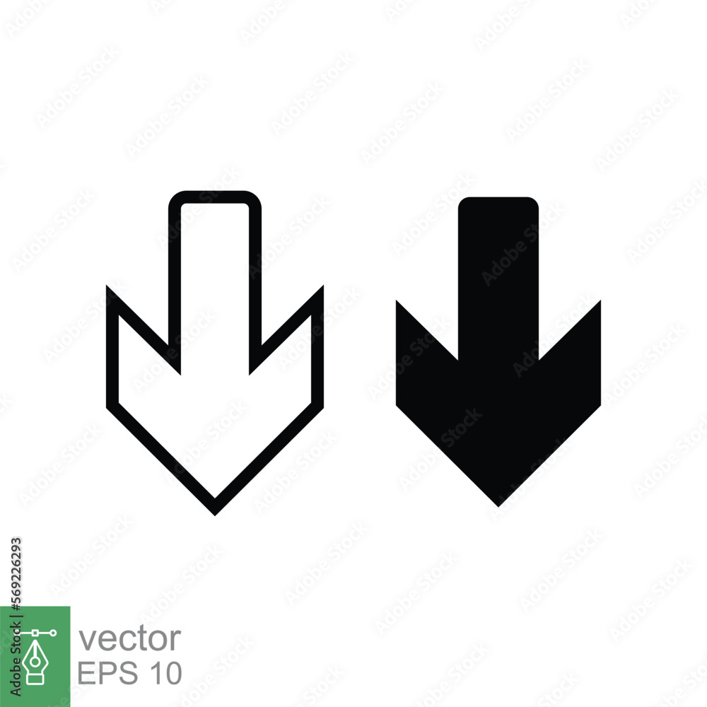 Poster down arrow icon. line and glyph style for web template and app. vector illustration design isolated 