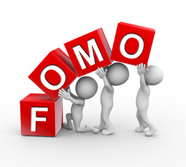 3d people with fomo text box cubes