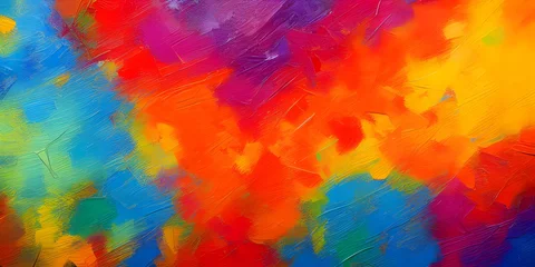 Keuken foto achterwand Mix van kleuren Abstract colorful oil painting on canvas bright colors Generative AI