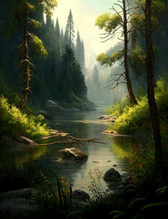 Obraz premium morning in the forest