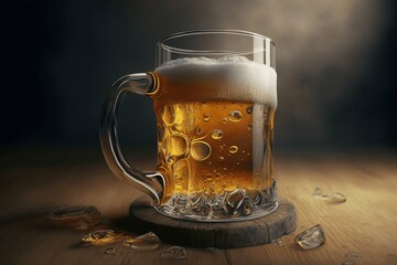 Glass or mug of cold beer. Ilustration digital with generative AI