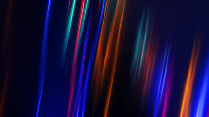 Fototapeta premium Dark fractal, abstract background. Bright neon lines, waves. Blurred laser shapes