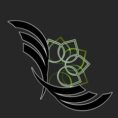   green line logo with black background