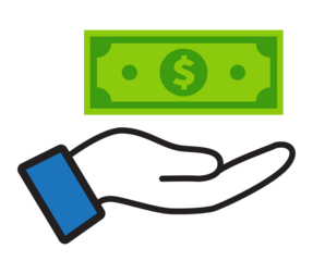 Hand holdeng dollar, save money, invest finance PNG