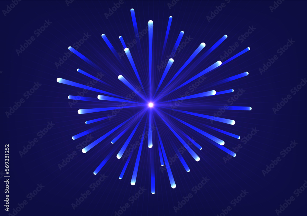 Poster abstract hi-tech backdrop there are bright blue lights that spread out from the center and streaks i
