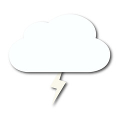 illustrazione con nuvola e saetta con ombra su sfondo trasparente
