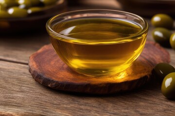 Fresh and Flavorful: Rustic Wooden Table Setting with Olive Oil and Olives, Perfect for Mediterranean Cuisine