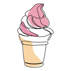 one contunuous line art hand drawn contour of delicious appetizing pastries, bakery one slice for decoration, emblem for confectionery,sweet shop,bakery in minimalist design