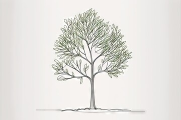  a drawing of a tree on a white background with a shadow of a tree on the ground and a line drawing of a leafy tree on the ground.  generative ai