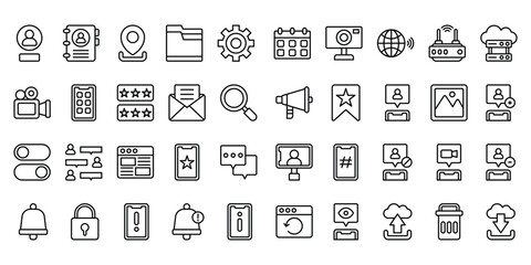 Social Meida Icon Pack With 64 x 64 px Outline Style Simple For Your Business, Web, Presentation, Icons, Icon, Icon Pack