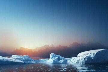 Fototapeta na wymiar Melting icebergs global warming mattepainting landscape. Generative AI
