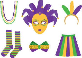Collection Mardi gras carnival traditional symbol vector illustration © Ирина Шишкова
