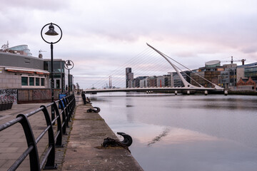 Cloudy morning on Samuel Becket Bridge