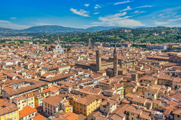 Florence Italy, high angle view city skyline at Florence old town, Tuscany Italy