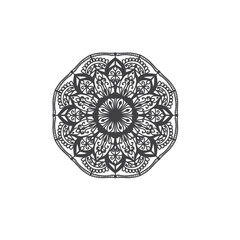 Circular pattern in mandala shape for Henna, Mehndi, tattoo, decoration. Decorative ornament in ethnic oriental style. Coloring book page.