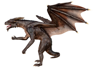 3D Rendering Fairy Tale Dragon on White