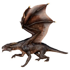 3D Rendering Fairy Tale Dragon on White