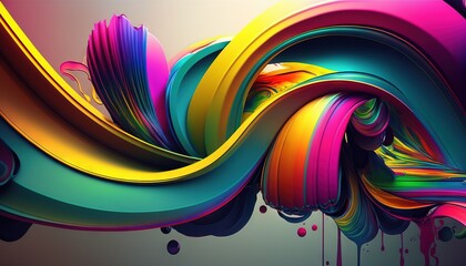  a colorful abstract painting on a white background with lots of paint flowing down the side of the image and the bottom half of the painting is multicolored.  generative ai