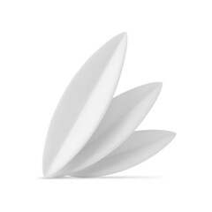 White tropical leaves fan elegant Easter decor element festive design 3d icon realistic vector