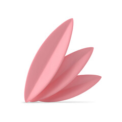Pink foliage fan tropical leaves minimalist natural decor element 3d icon realistic vector