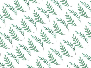 Watercolor seamless pattern of leaves elements on a white background . Botanical pattern