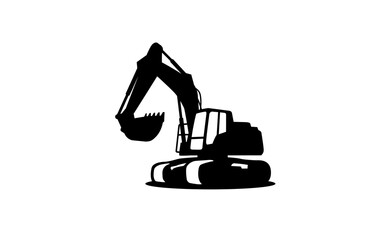 Excavator symbol with silhouette style for logo template, sign and brand.