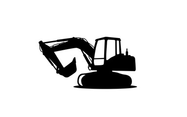 Excavator symbol with silhouette style for logo template, sign and brand.