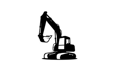 Excavator symbol with silhouette style for logo template, sign and brand.