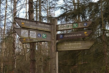 Wegweiser im Nationalpark Kellerwald-Edersee.