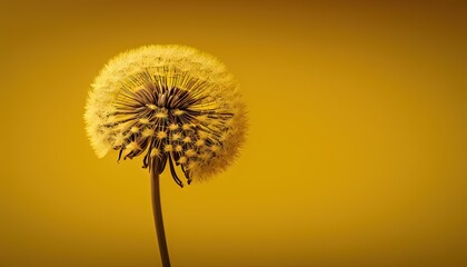  a dandelion with a yellow background is in the foreground of the image, with a yellow background behind the dandelion, and the dandelion is in the foreground of the foreground.  generative ai