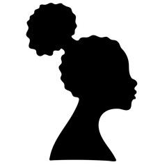  Vector african,american woman with curly hair. Hand draw afro female hairstyle silhouette.Black history month. African American History.