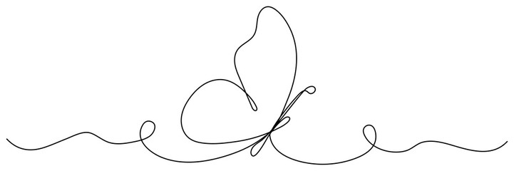 Butterfly continuous line art drawing. Vector illustration isolated on white.	